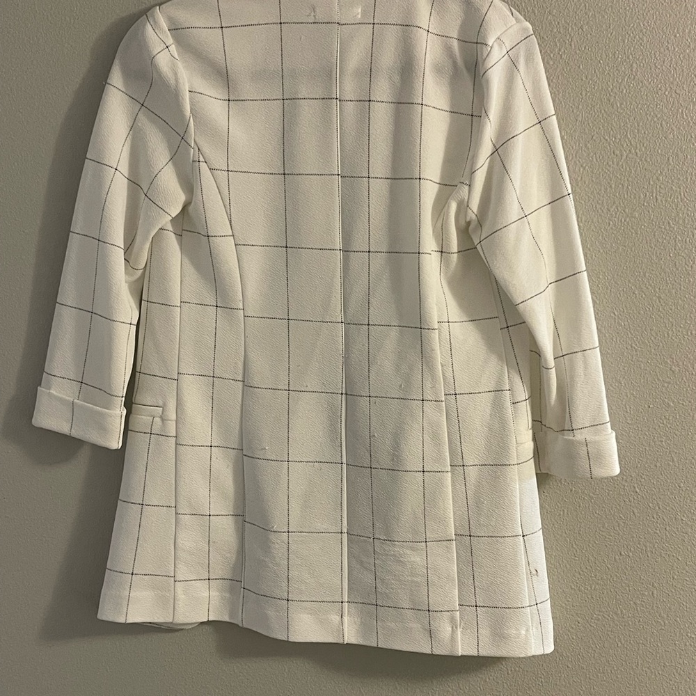 Maurices White Grid Pattern Blazer - image 3